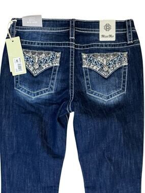 Miss Me NEW Dark Wash Denim Midrise Bootcut Jeans Size 29x20 Blingy Western